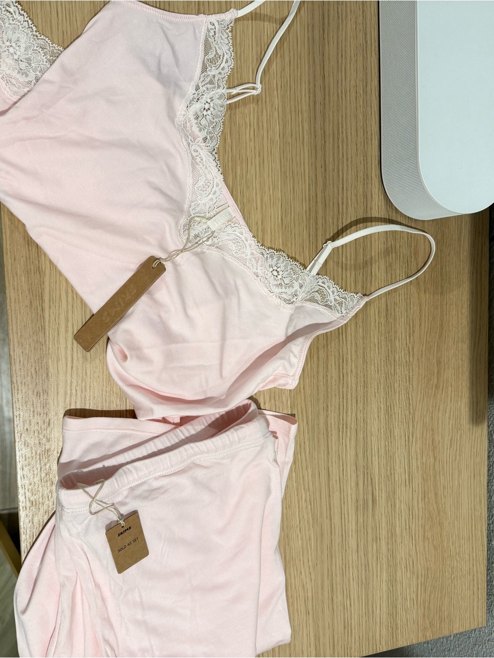 SKIMS Lace Trim Cami & Pant Sleep Set - Light Pink - Picture 5 of 7